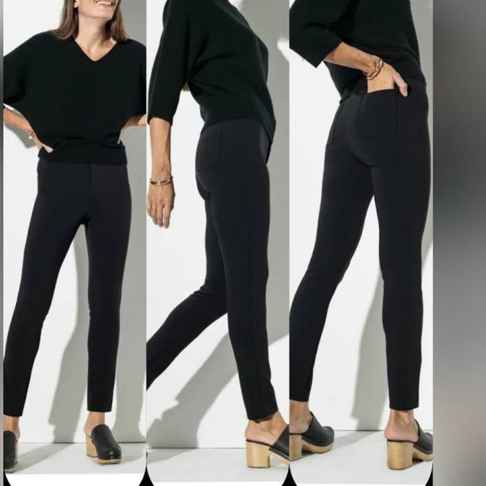 Eileen Fisher cotton lycel stretchy black jeggings leggings size 12